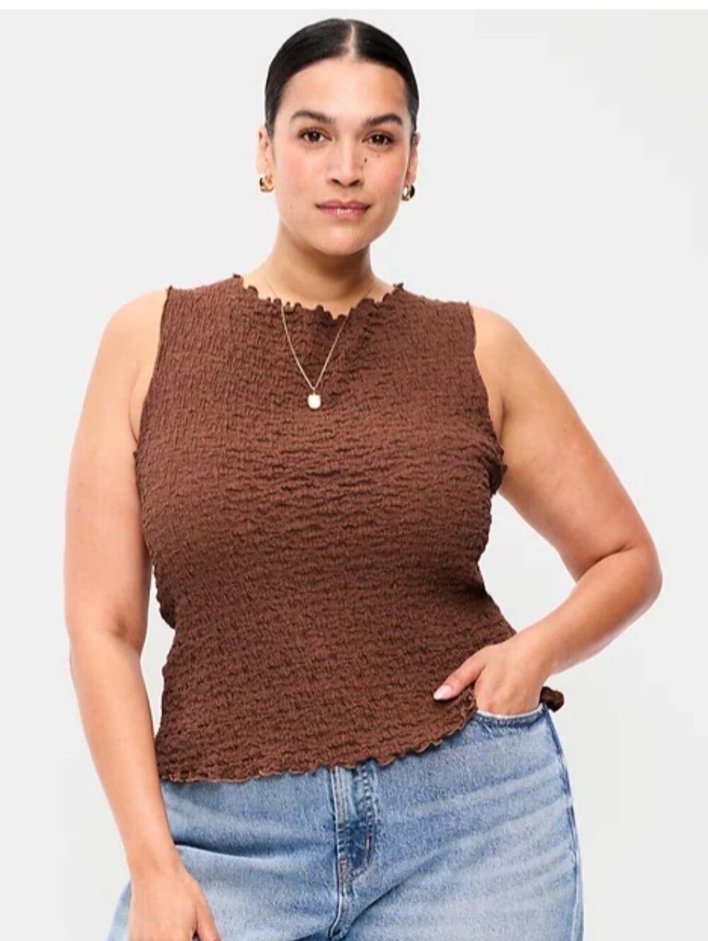 Old Navy Women's Large Sleeveless Smocked Tank Top - Brown New With Tags